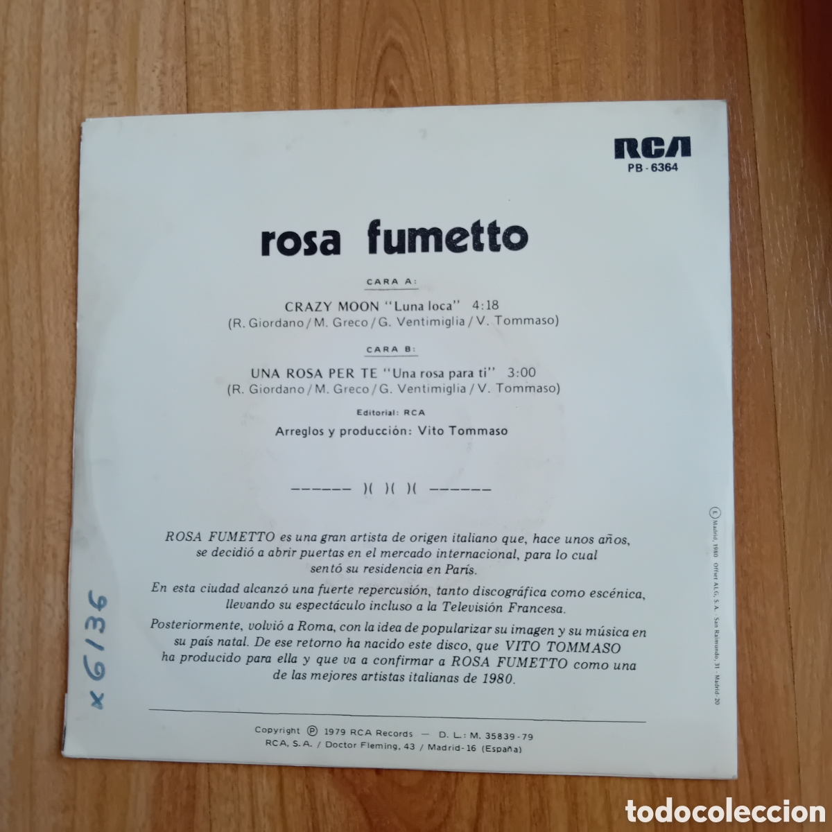 Discos de vinilo: ROSA FUNETTO. CRAZY MOON - Foto 2