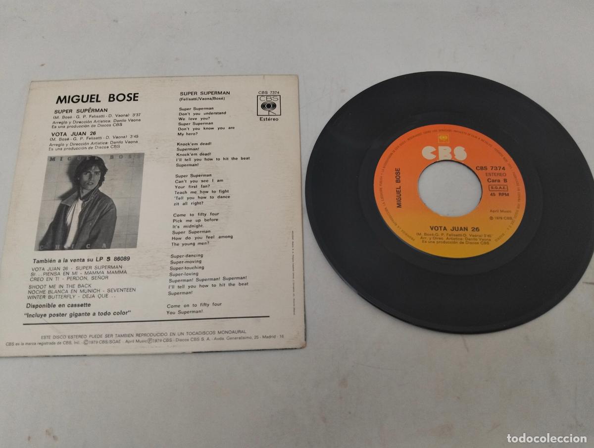 Discos de vinilo: DISCO SINGLE, MIGUEL BOSE, SUPER, SUPERMAN - Foto 2