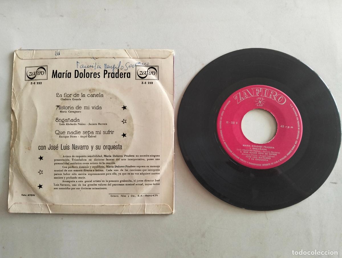 Discos de vinilo: DISCO SINGLE, MARIA DOLORES PRADERA, LA FLOR DE LA CANELA - Foto 2