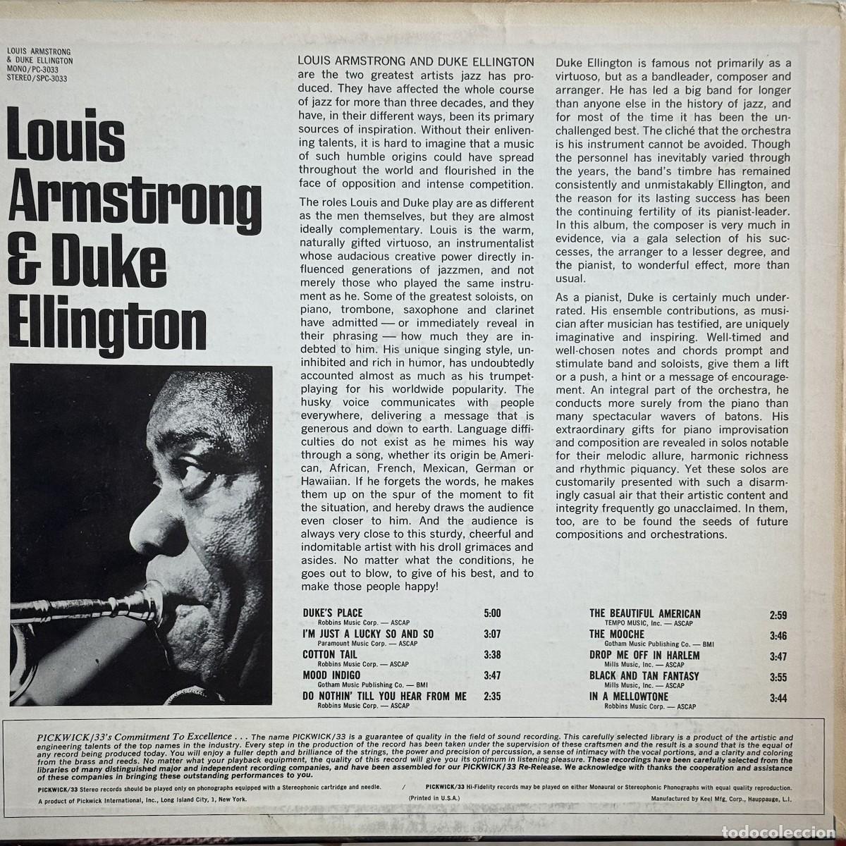 Discos de vinilo: Louis Armstrong & Duke Ellington LP Vinilo - Foto 2