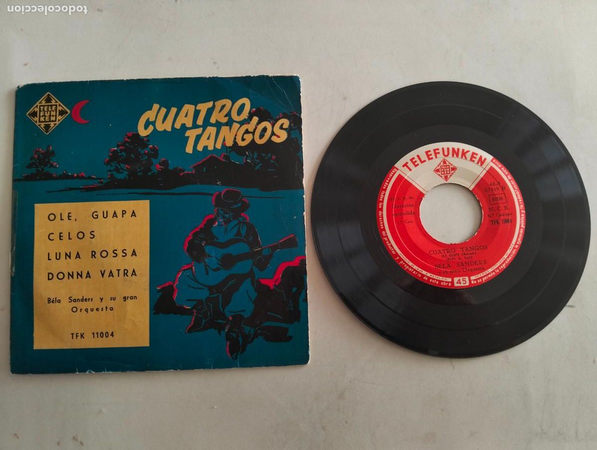 Discos de vinilo: DISCO SINGLE, CUATRO TANGOS - BELA SANDERS Y SU ORQUESTA