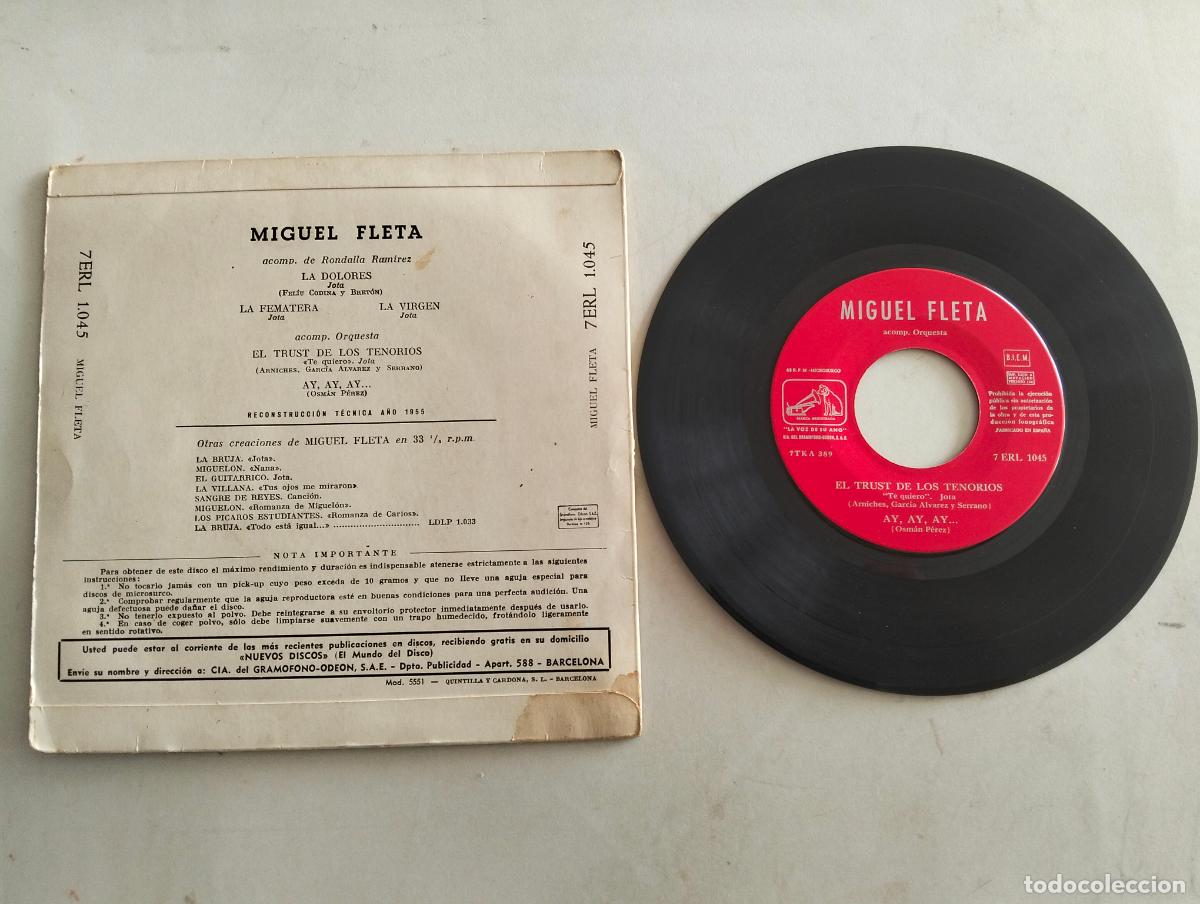 Discos de vinilo: DISCO SINGLE, MIGUEL FLETA, LA DOLORES - Foto 2
