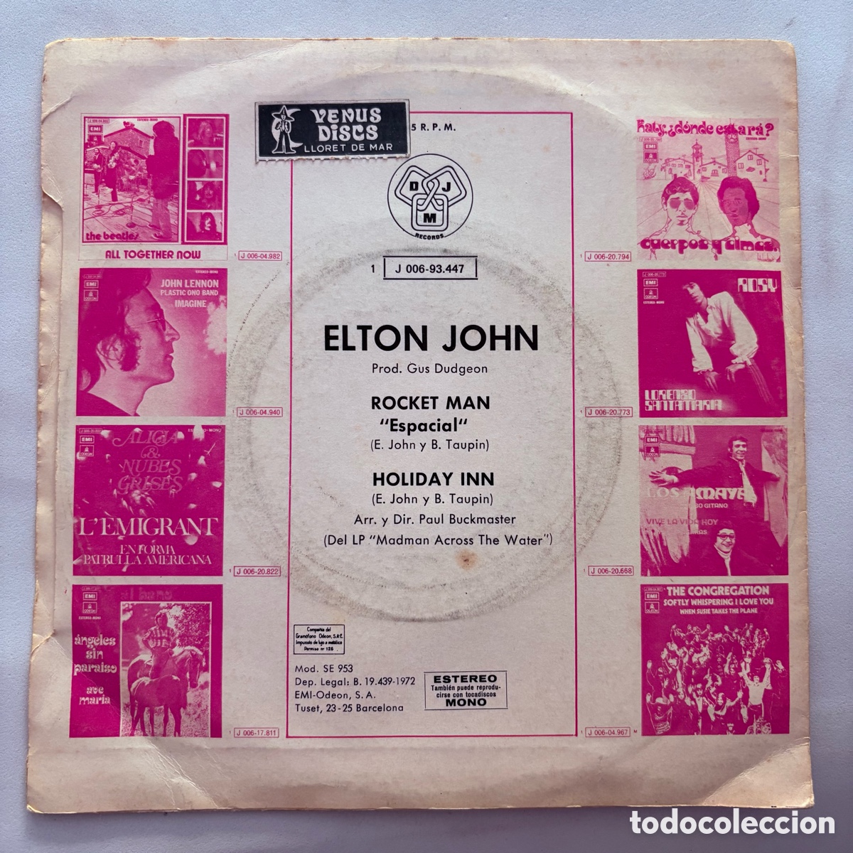 Discos de vinilo: single 7 Elton John &lrm;&ndash; Rocket Man edicion espa&ntilde;ola de 1972 - Foto 2