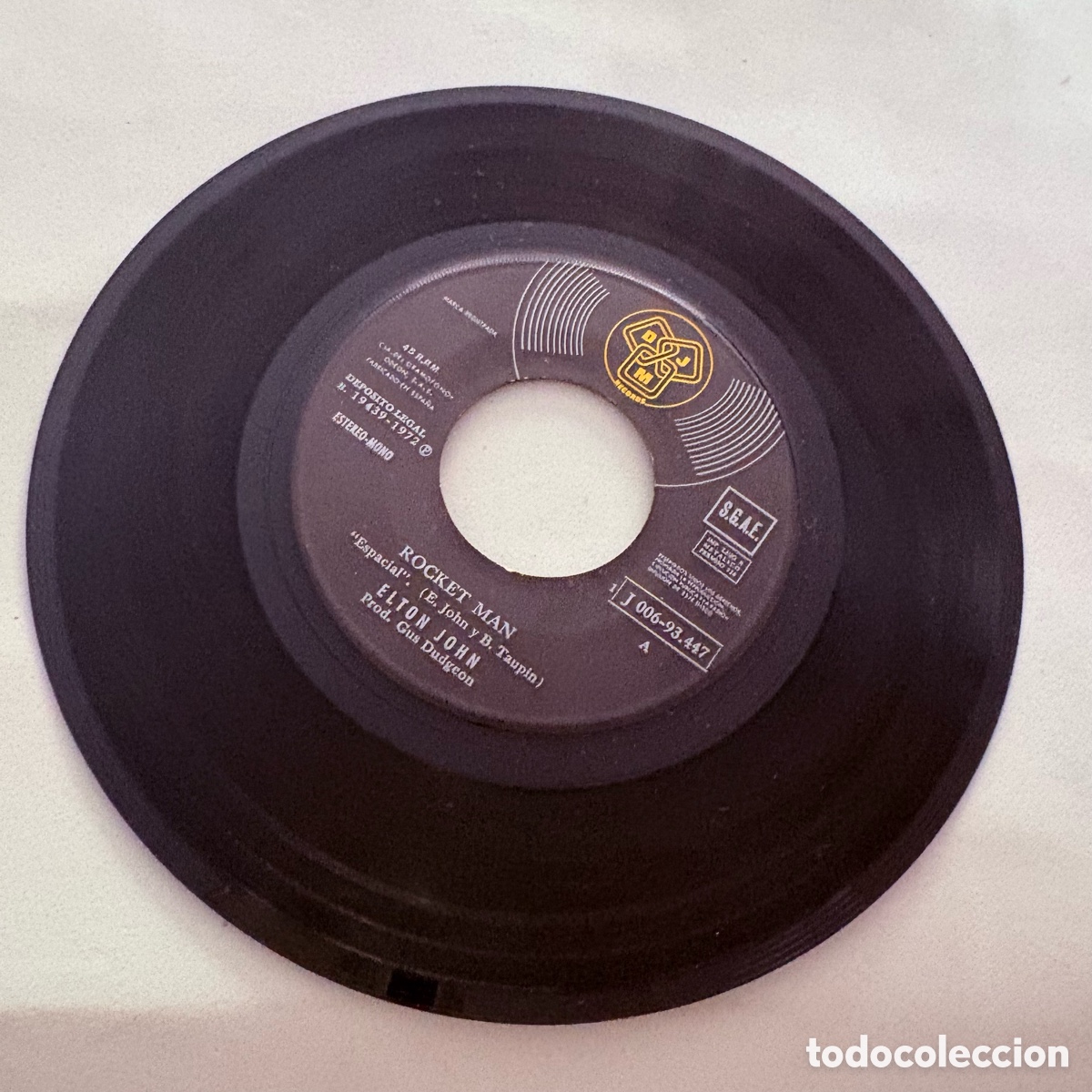Discos de vinilo: single 7 Elton John &lrm;&ndash; Rocket Man edicion espa&ntilde;ola de 1972 - Foto 3