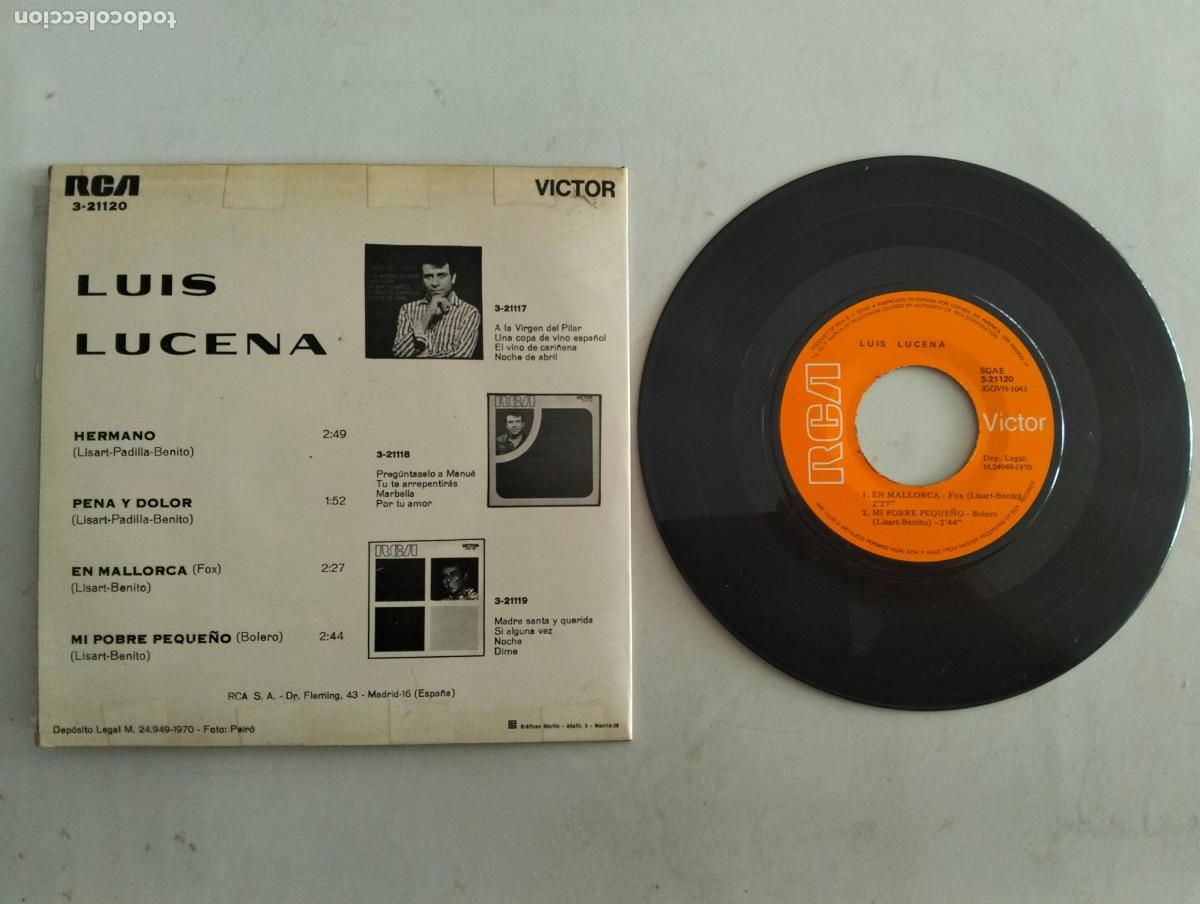 Discos de vinilo: DISCO SINGLE, LUIS LUCENA, HERMANO - Foto 2