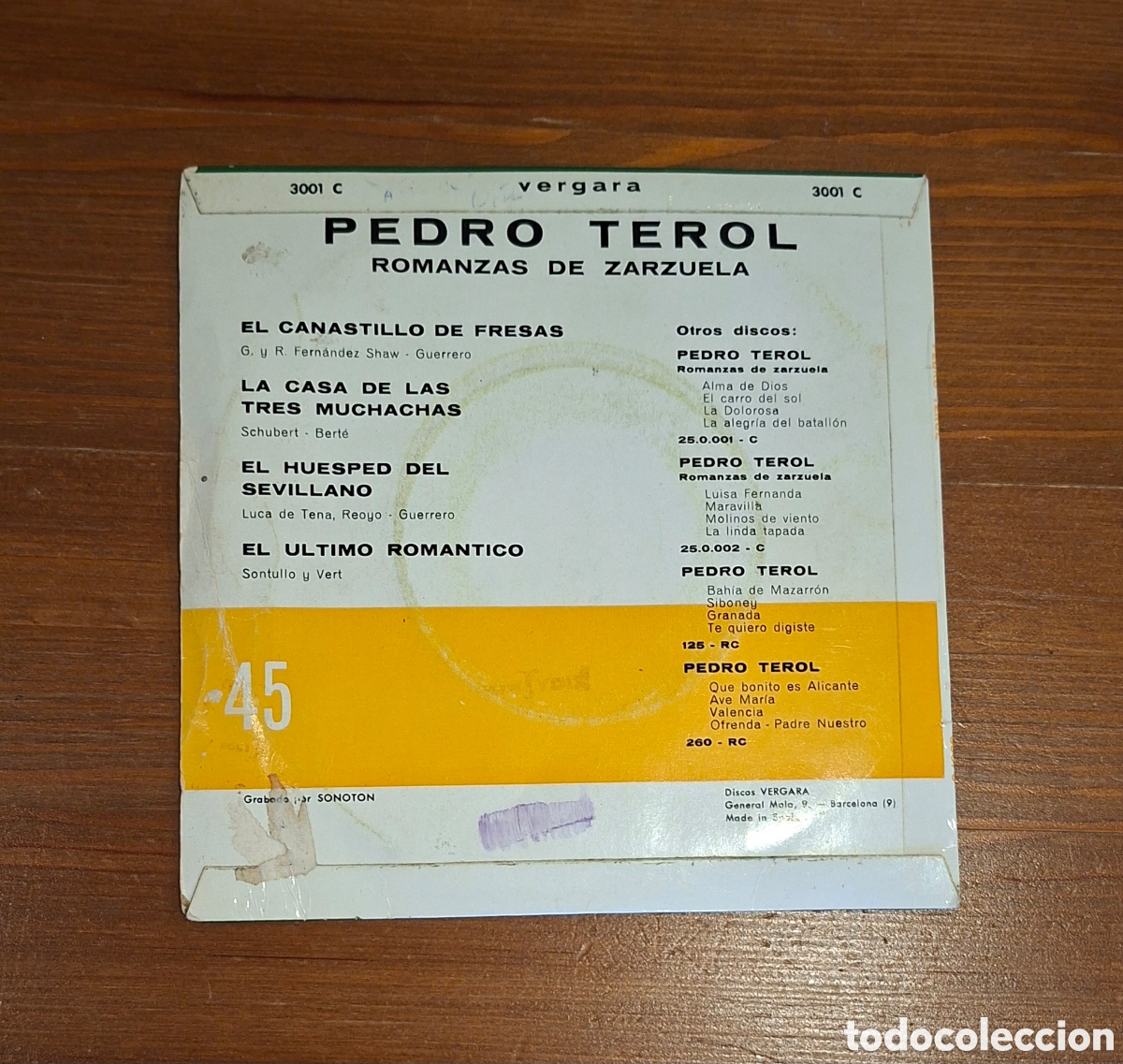 Discos de vinilo: Vinilo Pedro Terol &ndash; Romanzas de Zarzuela - Foto 5