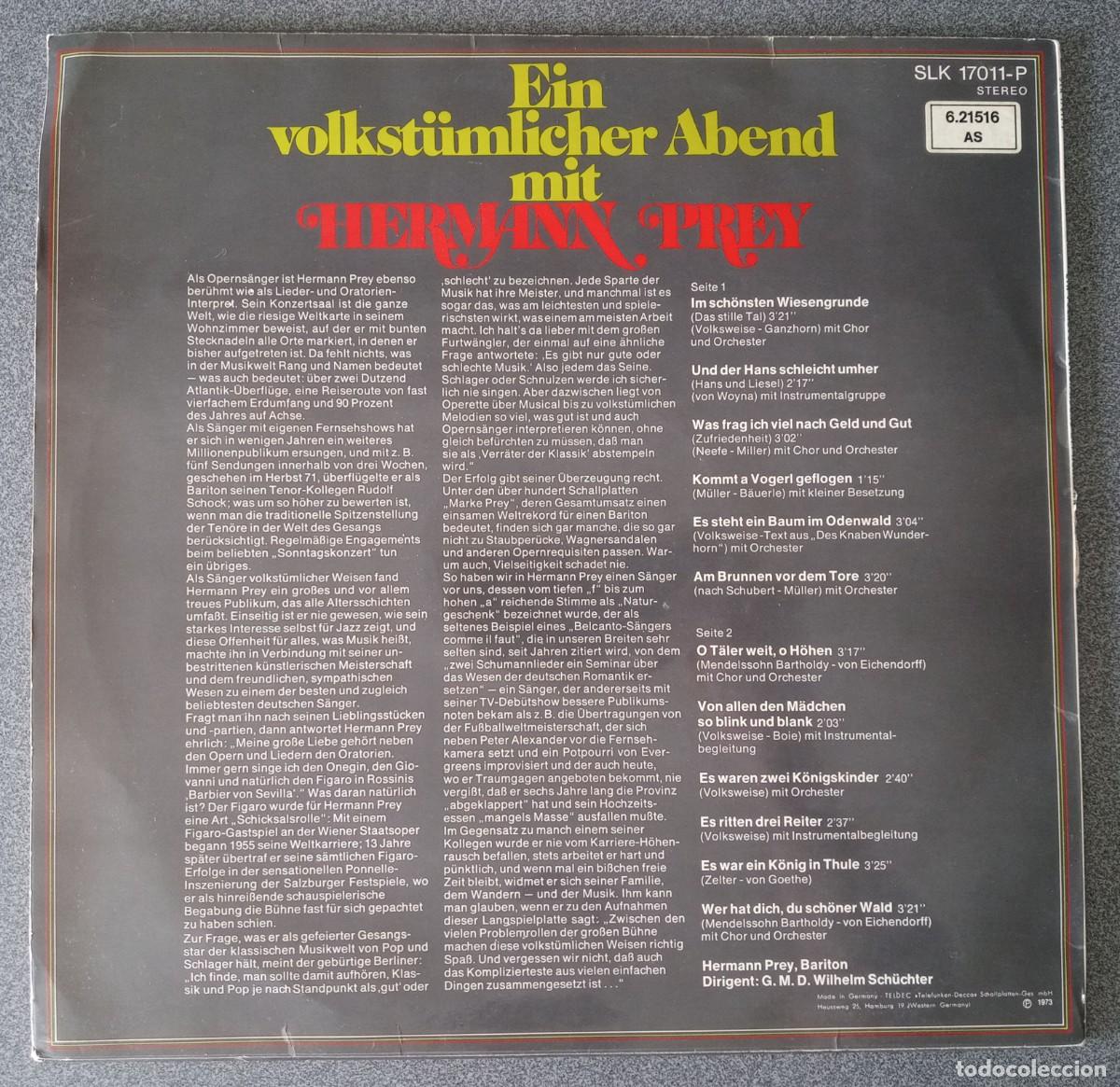 Discos de vinilo: Vinilo Lp Hermann Prey - Foto 4