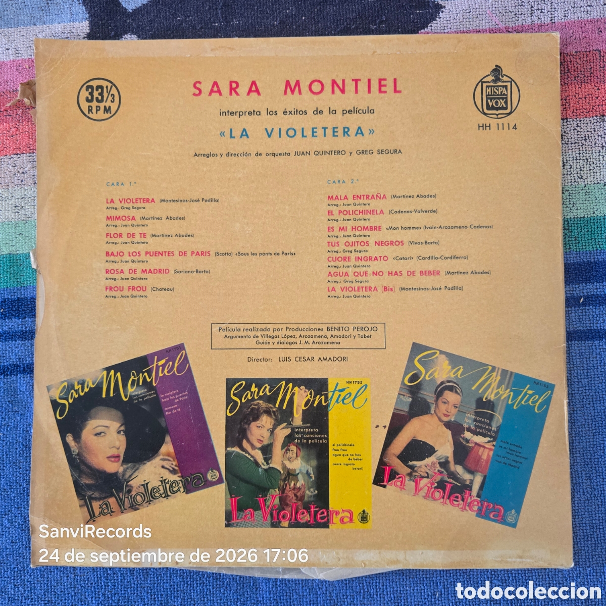 Discos de vinilo: [LP] SARA MONTIEL: LA VIOLETERA (HISPAVOX) (1958) - Foto 4