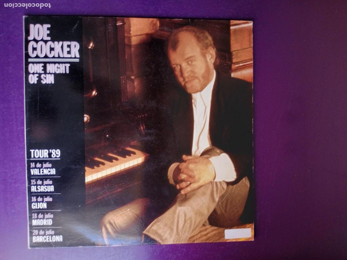 Discos de vinilo: Joe Cocker &ndash; One Night Of Sin (Tour '89) - MAXI CAPITOL 1989 - POP ROCK 80'S - FECHAS GIRA