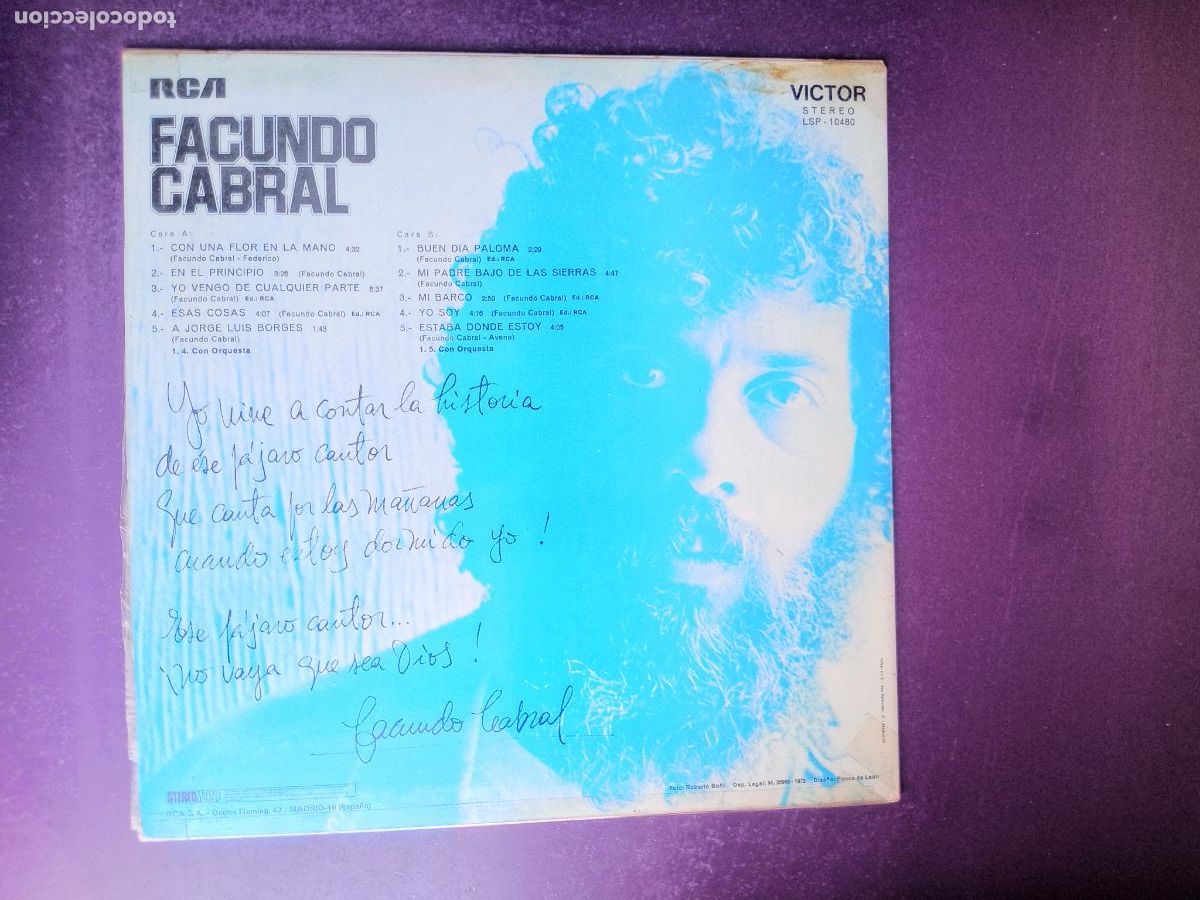 Discos de vinilo: Facundo Cabral - LP RCA 1972 - FOLK PROTESTA ARGENTINA - Foto 2