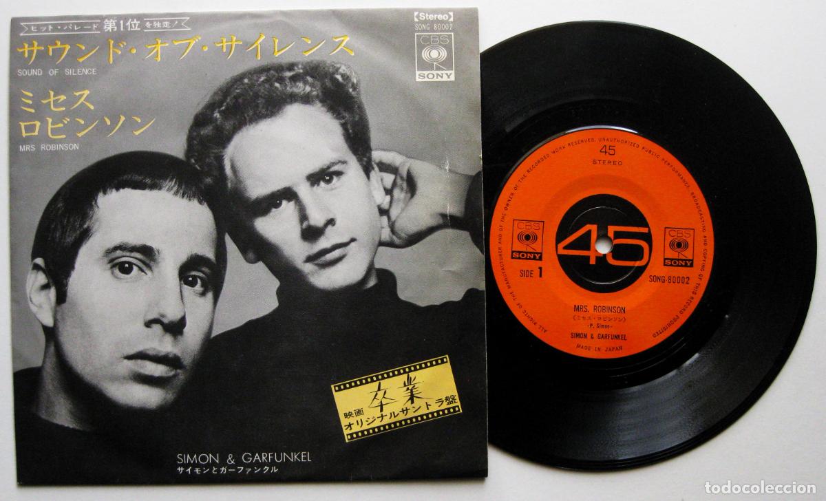Discos de vinil: Simon & Garfunkel - Mrs. Robinson / Sounds Of Silence - Single CBS/Sony 1968 Japan Japon BPY