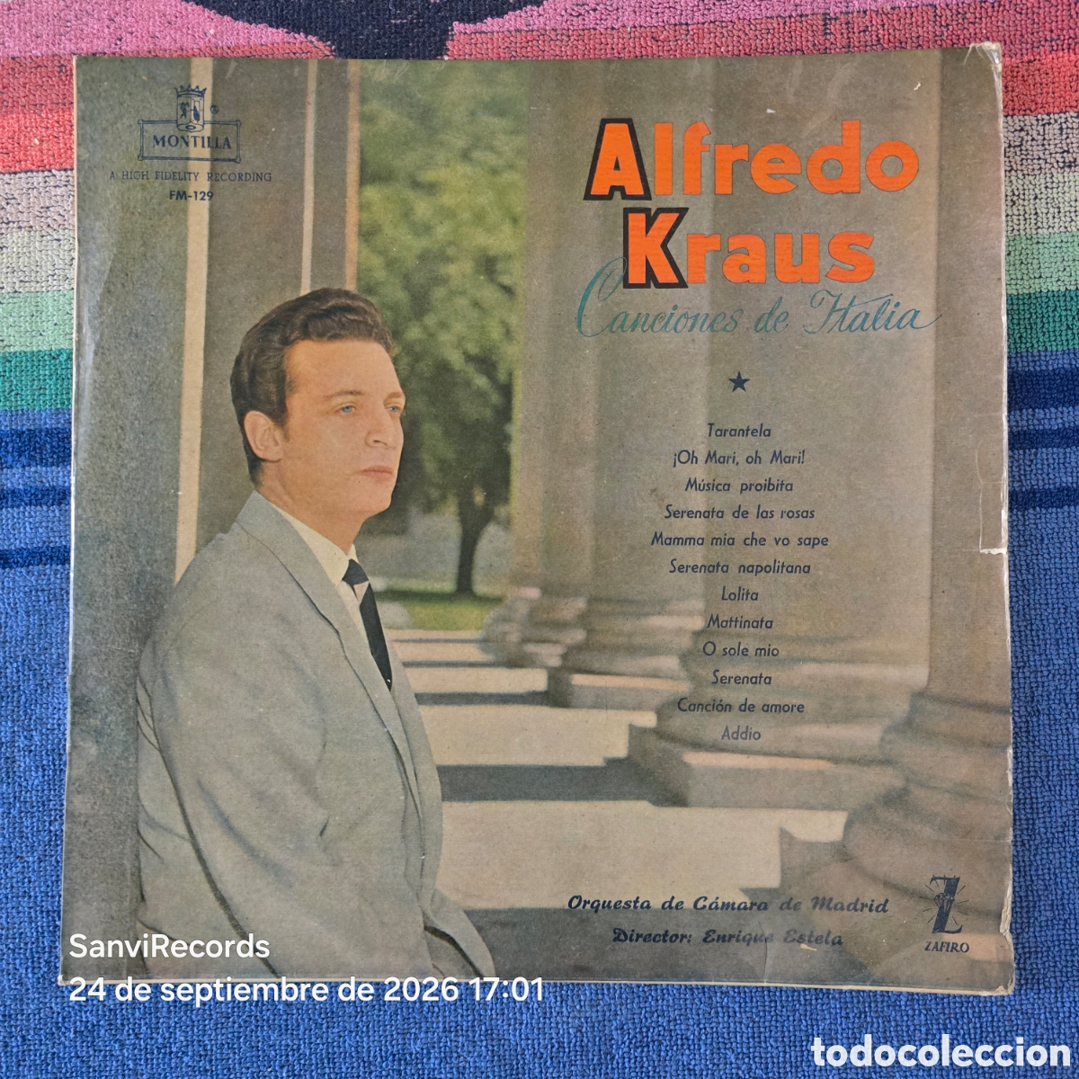 Discos de vinilo: [LP] ALFREDO KRAUS, ORQUESTA DE CAMARA DE MADRID, ESTELA: CANCIONES DE ITALIA (MONTILLA) (1959)