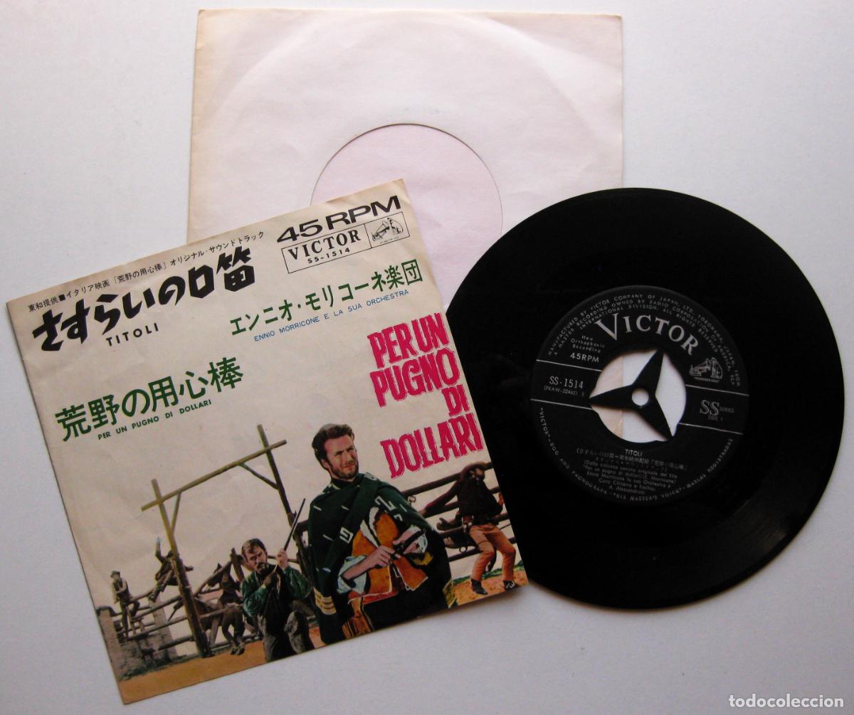 Discos de vinilo: Ennio Morricone - Por Un Pu&ntilde;ado De Dolares (Per un pugno di dollari) - Single Victor 1964 Japan BPY