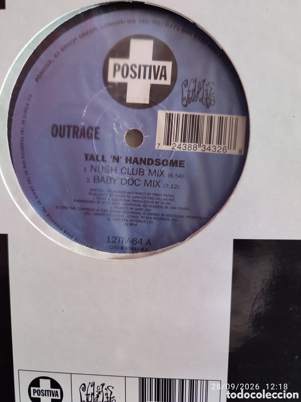 Discos de vinilo: Outrage &ndash; Tall N Handsome - Foto 2