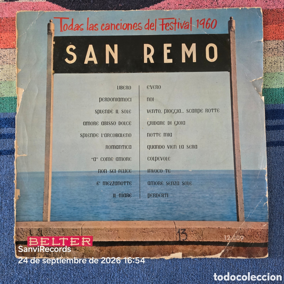 Discos de vinilo: [LP] TODAS LAS CANCIONES DEL FESTIVAL 1960, SAN REMO (BELTER) (1960)