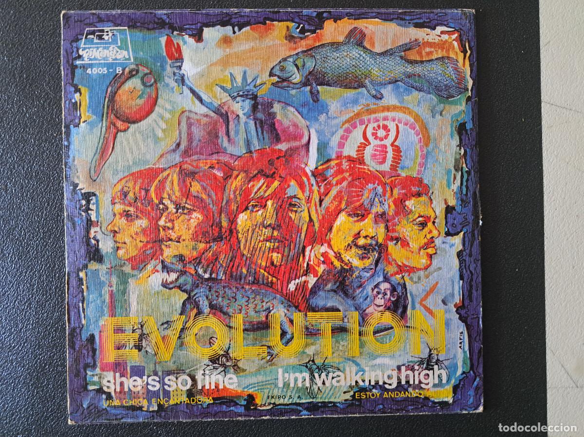 Discos de vinilo: Single Evolution &lrm;&ndash; Shes So Fine / Im Walking High 1970 PROMO VG+/VG - Foto 2