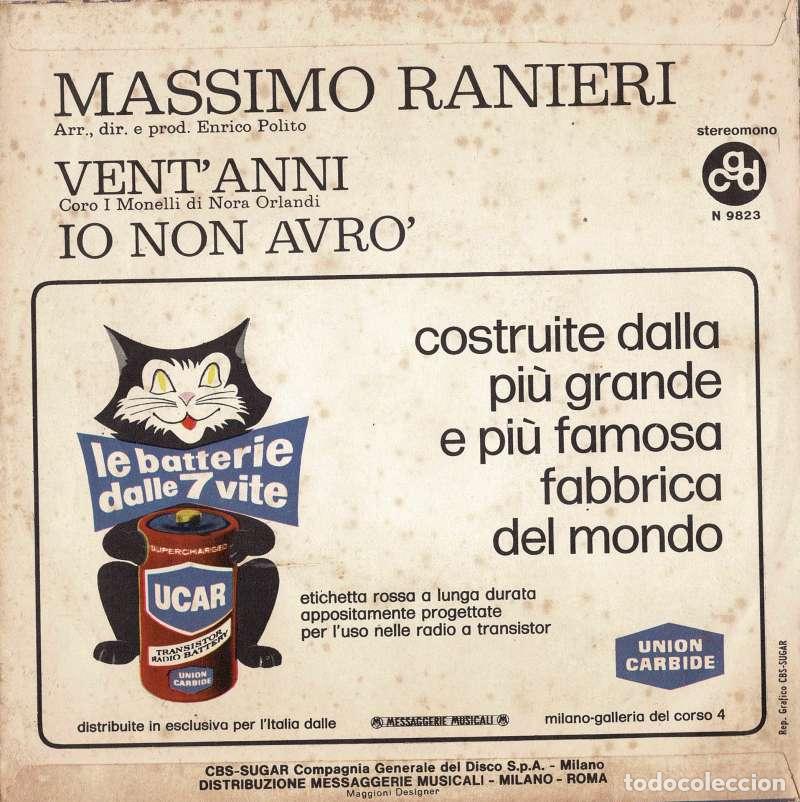 Discos de vinilo: Vent Anni. Io Non Avro. Single - Massimo Ranieri - Foto 2