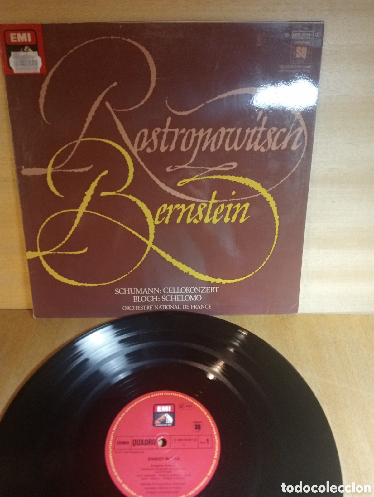 Discos de vinilo: Ernesto Block. Schumann. Cello. Rostropovich. Bernstein. Quadrofonic.