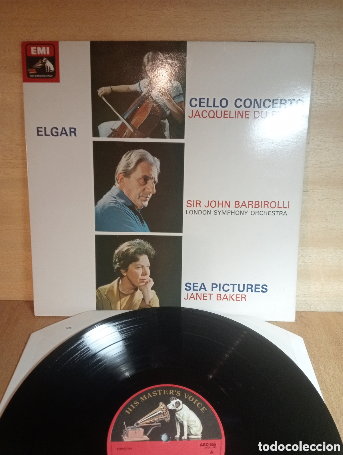 Discos de vinilo: Elgar. Cello Concerto. Sea Pictures. Jacqueline Du Pre. Janet Baker. Barbirolli.