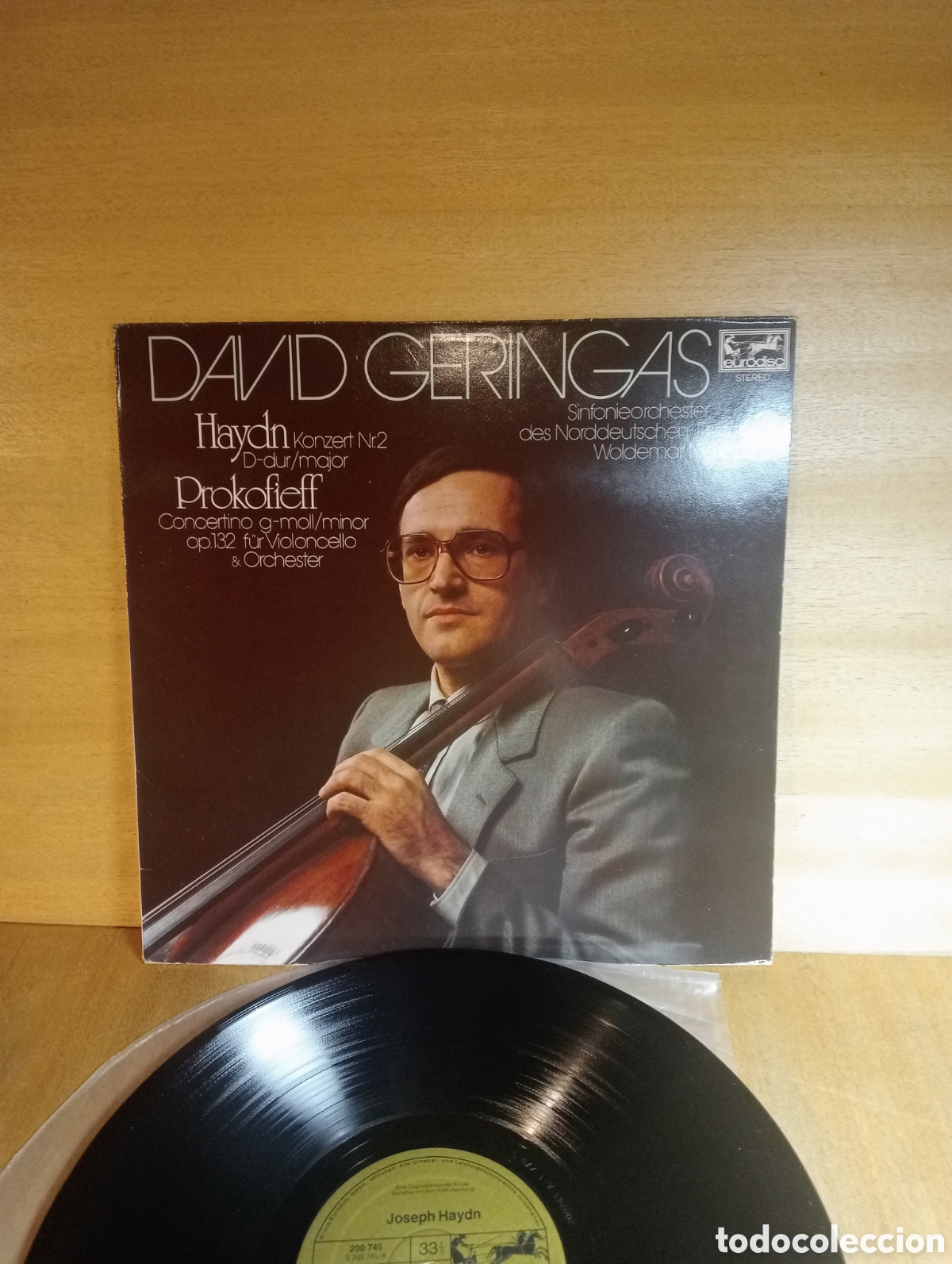 Discos de vinilo: Haydn. Prokofieff. Cello. David Geringas. Woldemar Nelsson.