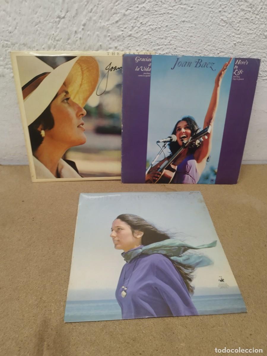 Discos de vinilo: Lote 3 Vinilos LP Joan B&aacute;ez &ndash; Folk / Grandes &Eacute;xitos.