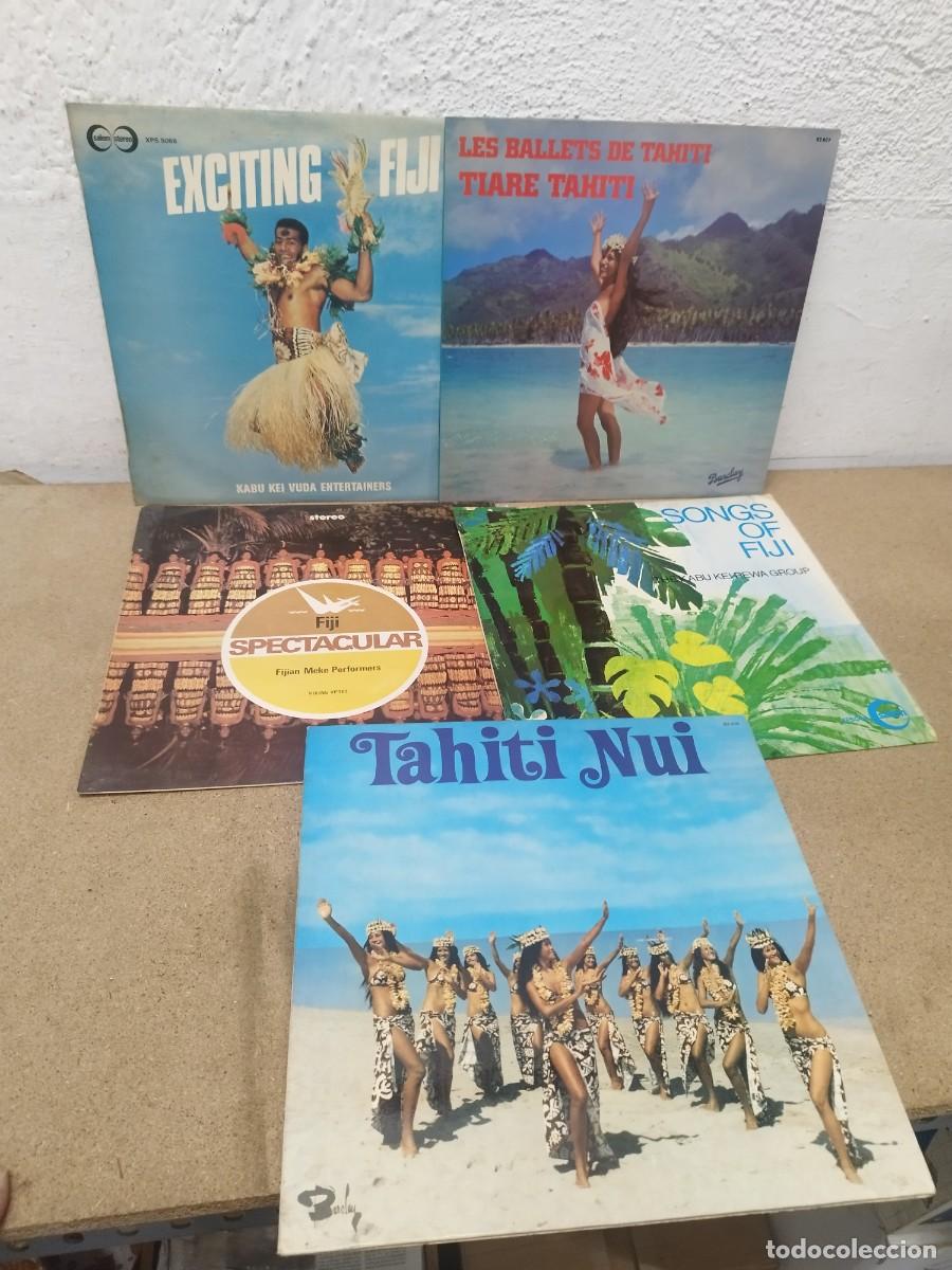 Discos de vinilo: Lote 5 Vinilos LP M&uacute;sica Tradicional Polinesia &ndash; Fiyi y Tahit&iacute; (A&ntilde;os 60/70).