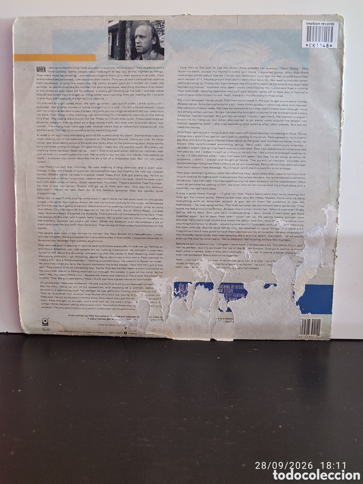 Discos de vinilo: Pete Townshend &ndash; White City (A Novel) - Foto 2