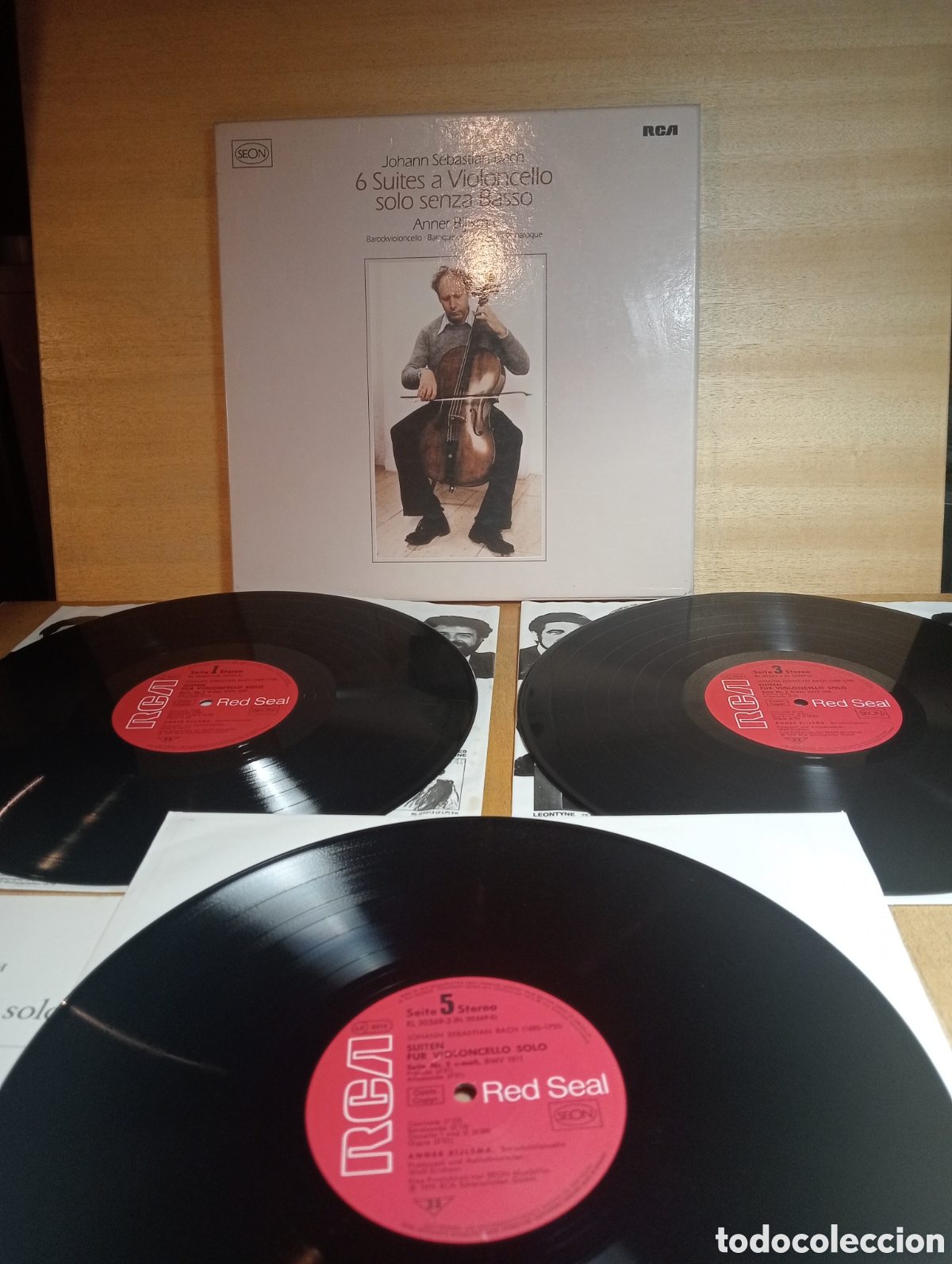 Discos de vinilo: J.S.Bach. 6 Suits de Violoncello. Anner Bijlsma. Violonchelo Barroco.
