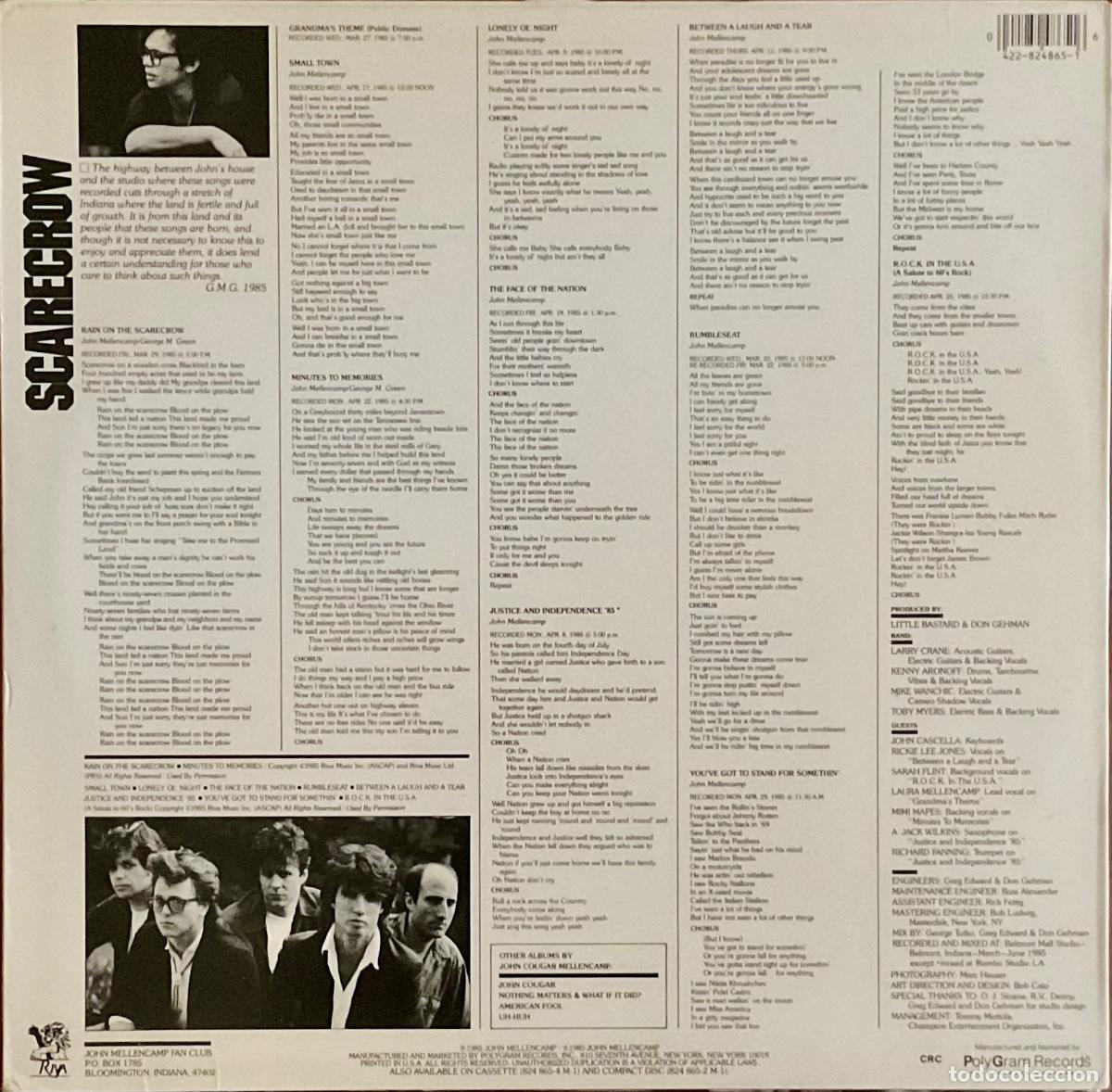 Discos de vinilo: JOHN COUGAR MELLENCAMP - SCARECROW - Foto 2