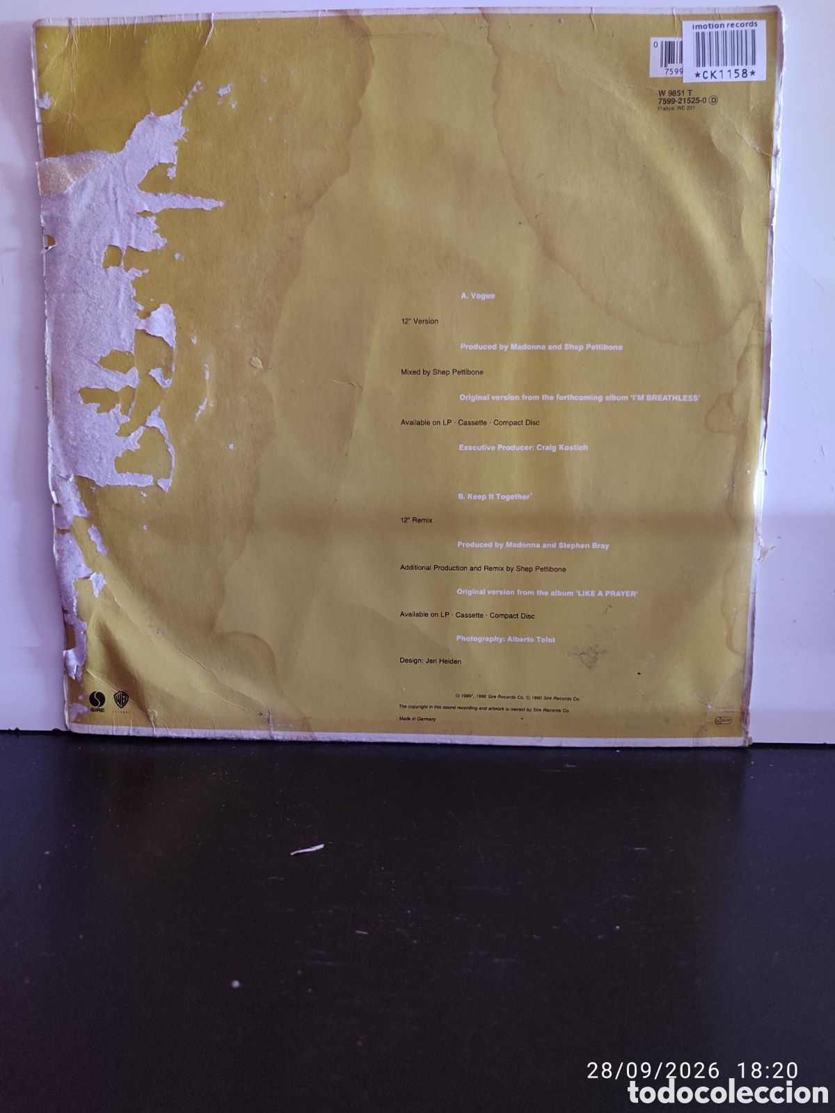 Discos de vinilo: Madonna &ndash; Vogue (12&rdquo; Version) - Foto 2