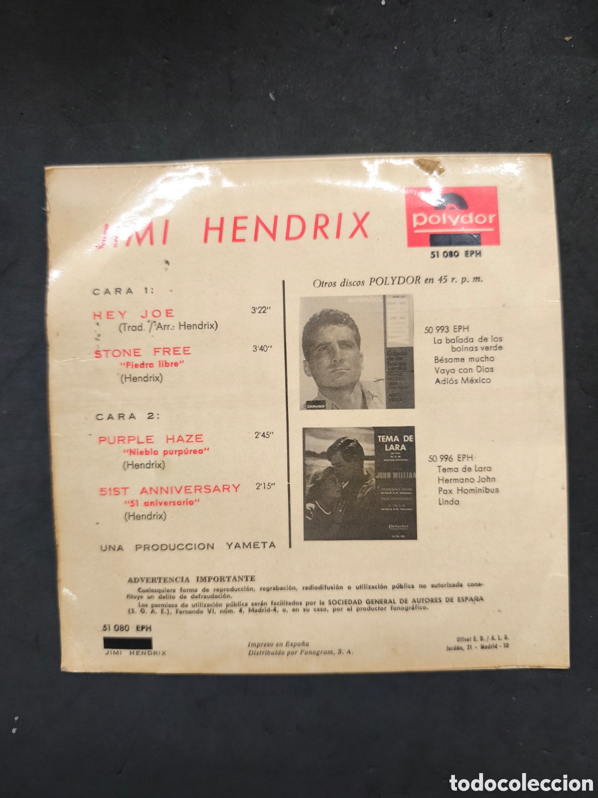 Discos de vinilo: Single Jimi Hendrix, Hey Joe, Polydor - Foto 2