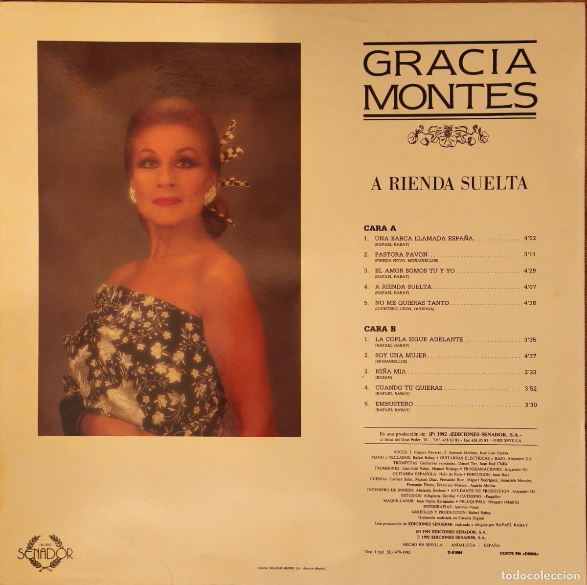 Discos de vinilo: DISCO LP DE GRACIA MONTES. A RIENDA SUELTA - Foto 2