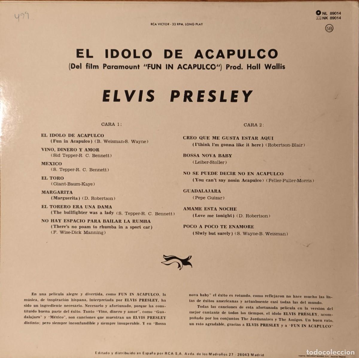 Discos de vinilo: DISCO LP ELVIS PRESLEY. FUN IN ACAPULCO - Foto 2