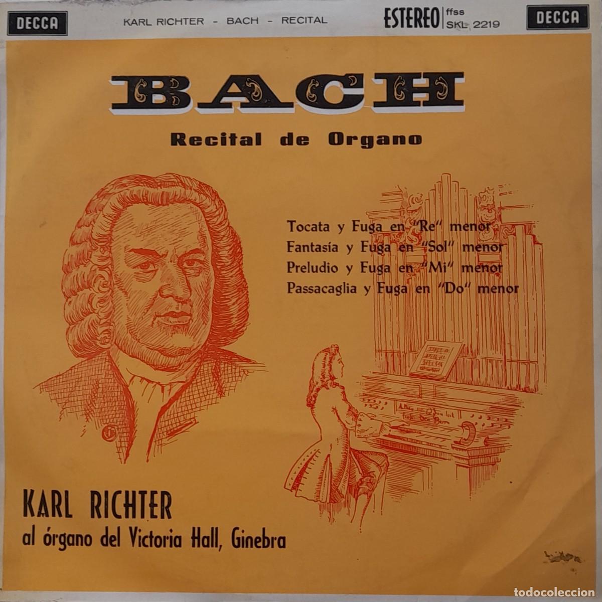 Discos de vinilo: BACH. Recital de &oacute;rgano. Karl Richter. LP DECCA 1960