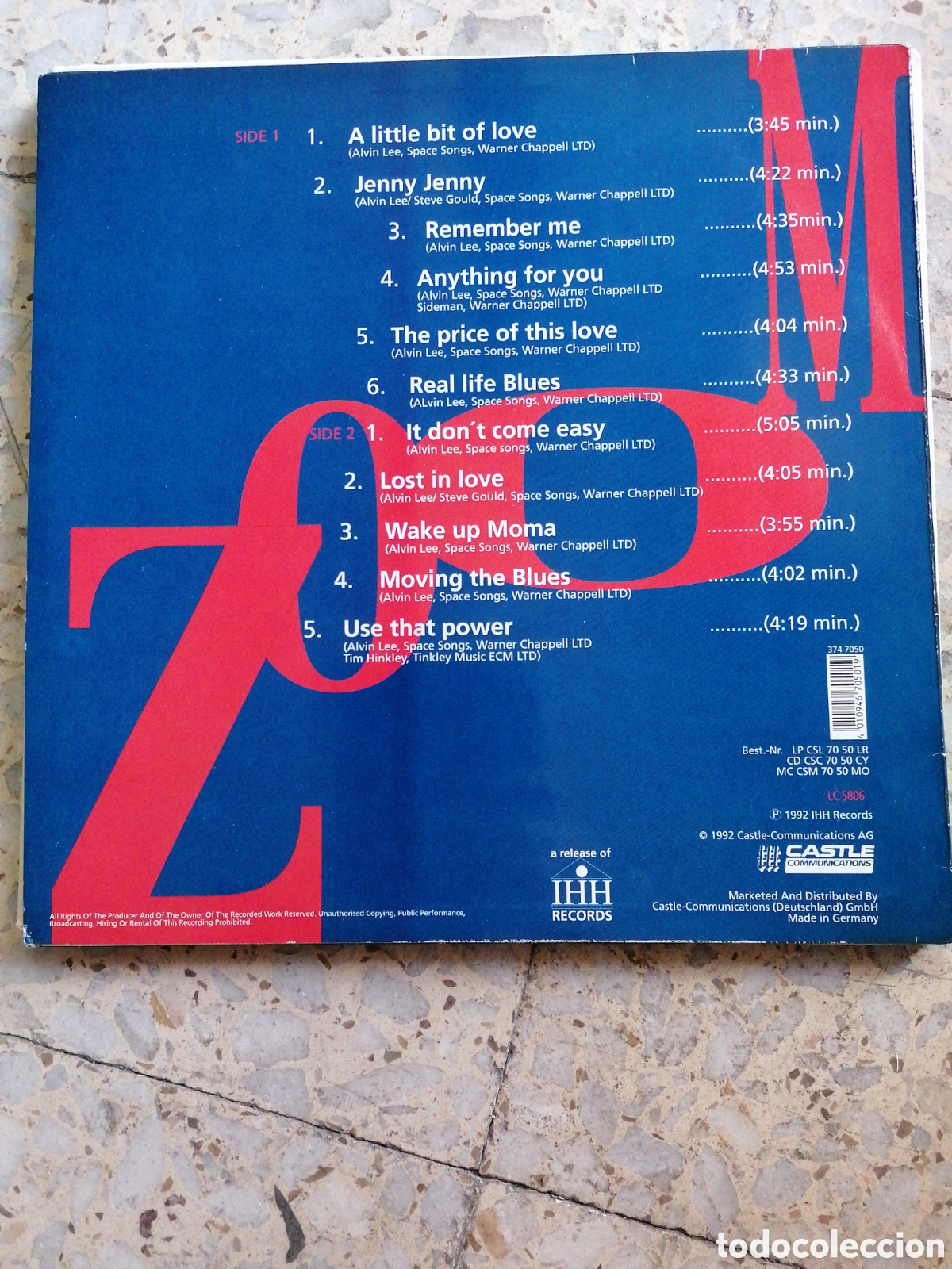 Discos de vinilo: LP ALVIN LEE ZOOM 1992 GERMANY INSERT EX - Foto 2