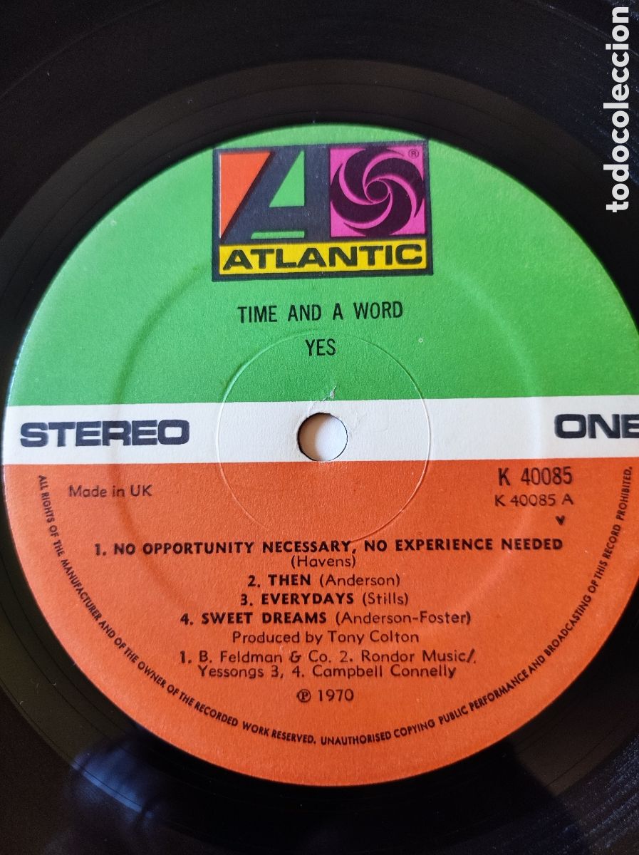 Discos de vinilo: YES - TIME AND A WORD (1970) - Foto 3