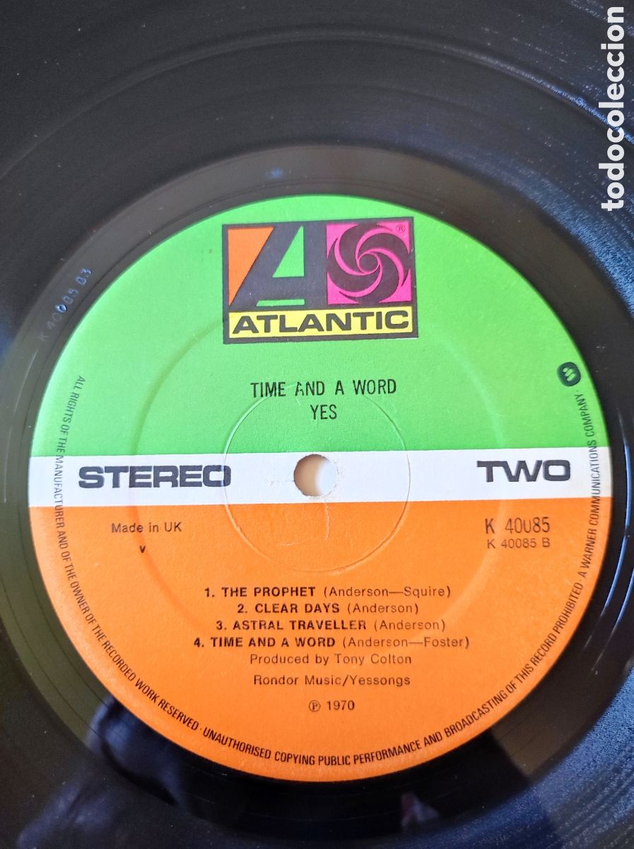 Discos de vinilo: YES - TIME AND A WORD (1970) - Foto 4