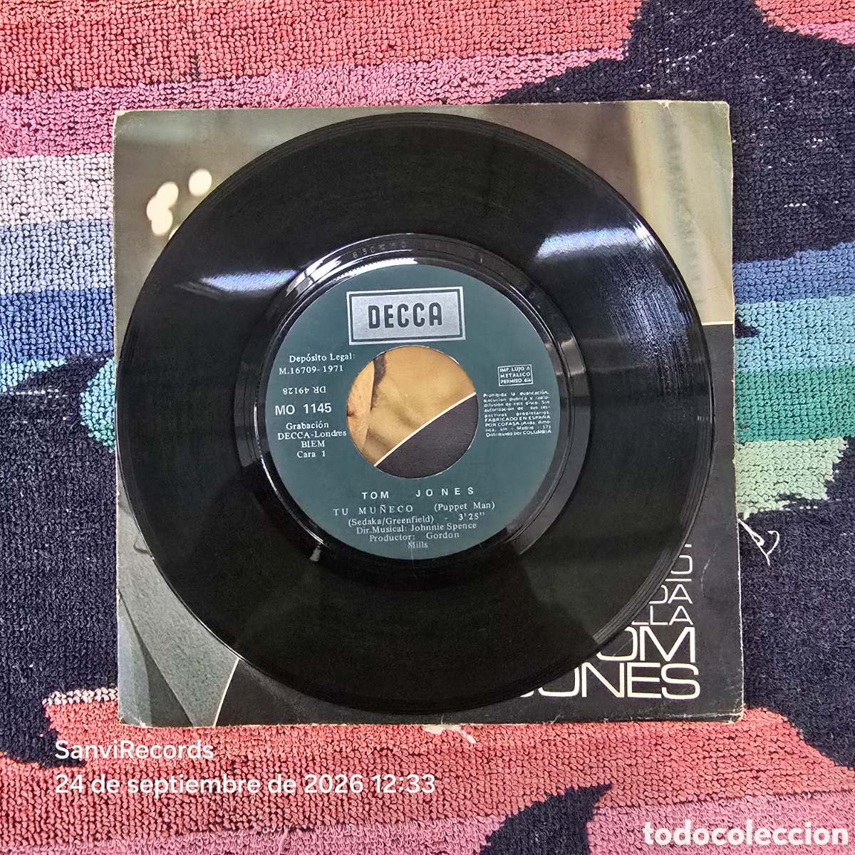 Discos de vinilo: [SINGLE] TOM JONES: TU MU&Ntilde;ECO - CADA MILLA (DECCA) (1971) - Foto 2