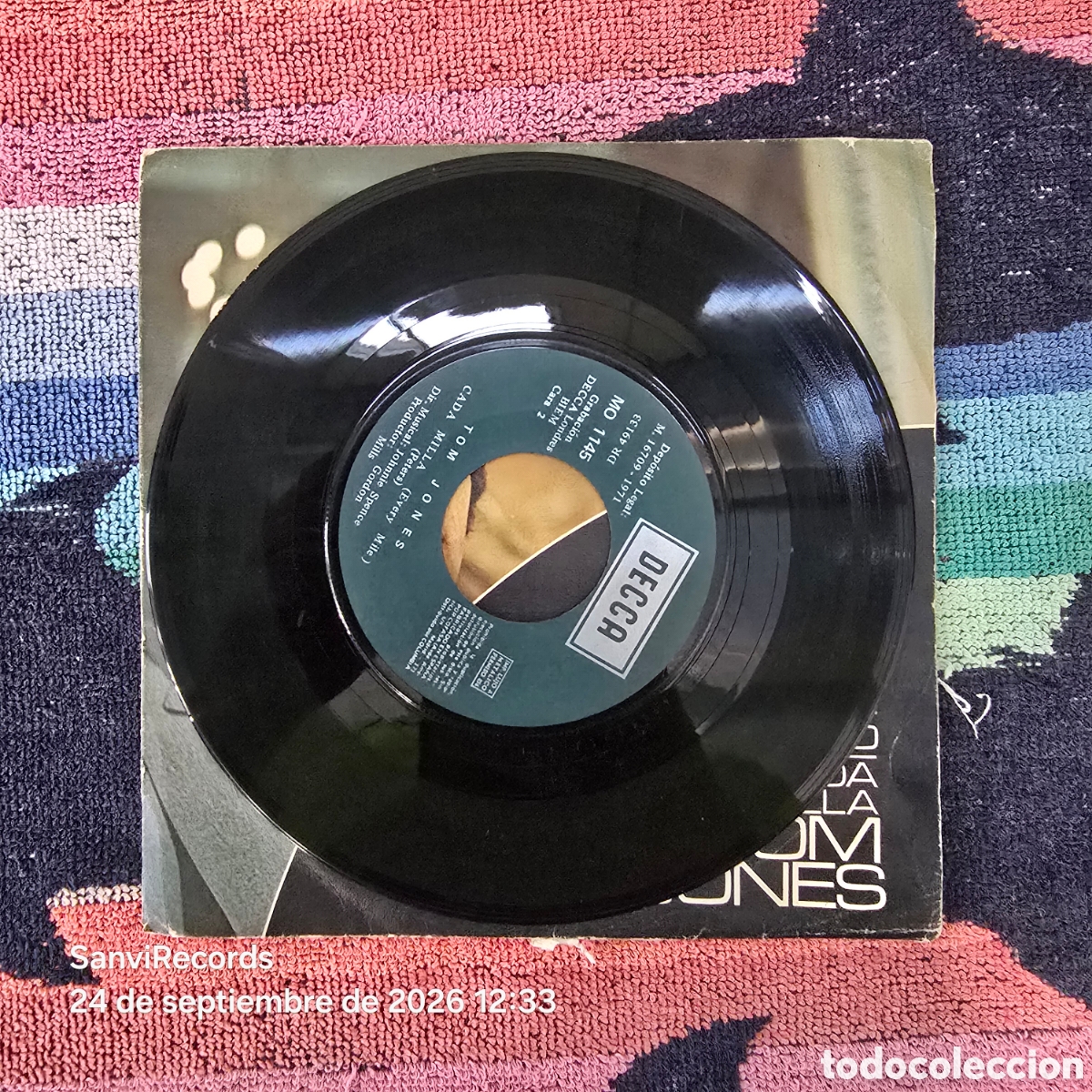 Discos de vinilo: [SINGLE] TOM JONES: TU MU&Ntilde;ECO - CADA MILLA (DECCA) (1971) - Foto 3