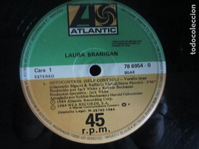 Discos de vinilo: LAURA BRANIGAN - AUTOCONTROL MAXI 45 R.P.M. - ORIGINAL ESPA&Ntilde;OL - ATLANTIC RECORDS 1984 SIN FUNDA -