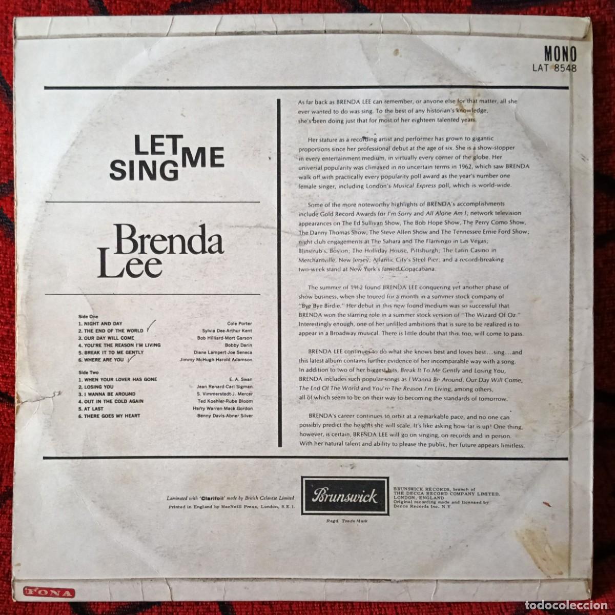 Discos de vinilo: BRENDA LEE ** Let Me Sing ** VINILO LP UK - Foto 2