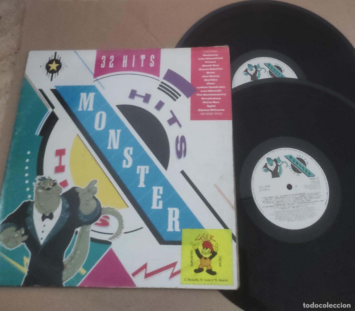 Discos de vinilo: 32 HITS MONSTER ( MADONNA,EURYTHMICS,BLACK BOX,DONNA SUMMER,GLORIA ESTEFAM,CHER...)1989 LP33 DOBLE