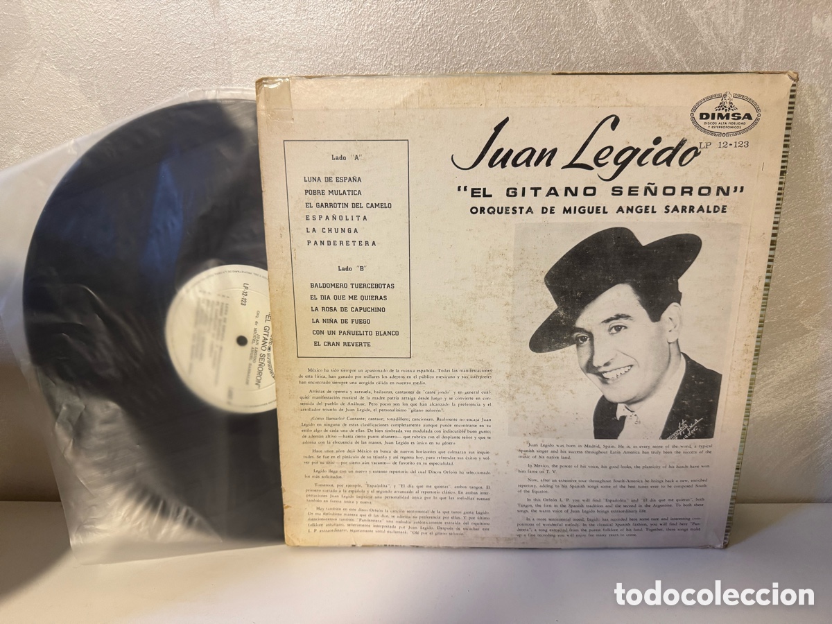 Discos de vinilo: Juan Legido - El gitano se&ntilde;or&oacute;n(Dimsa Venezuela) - Foto 2
