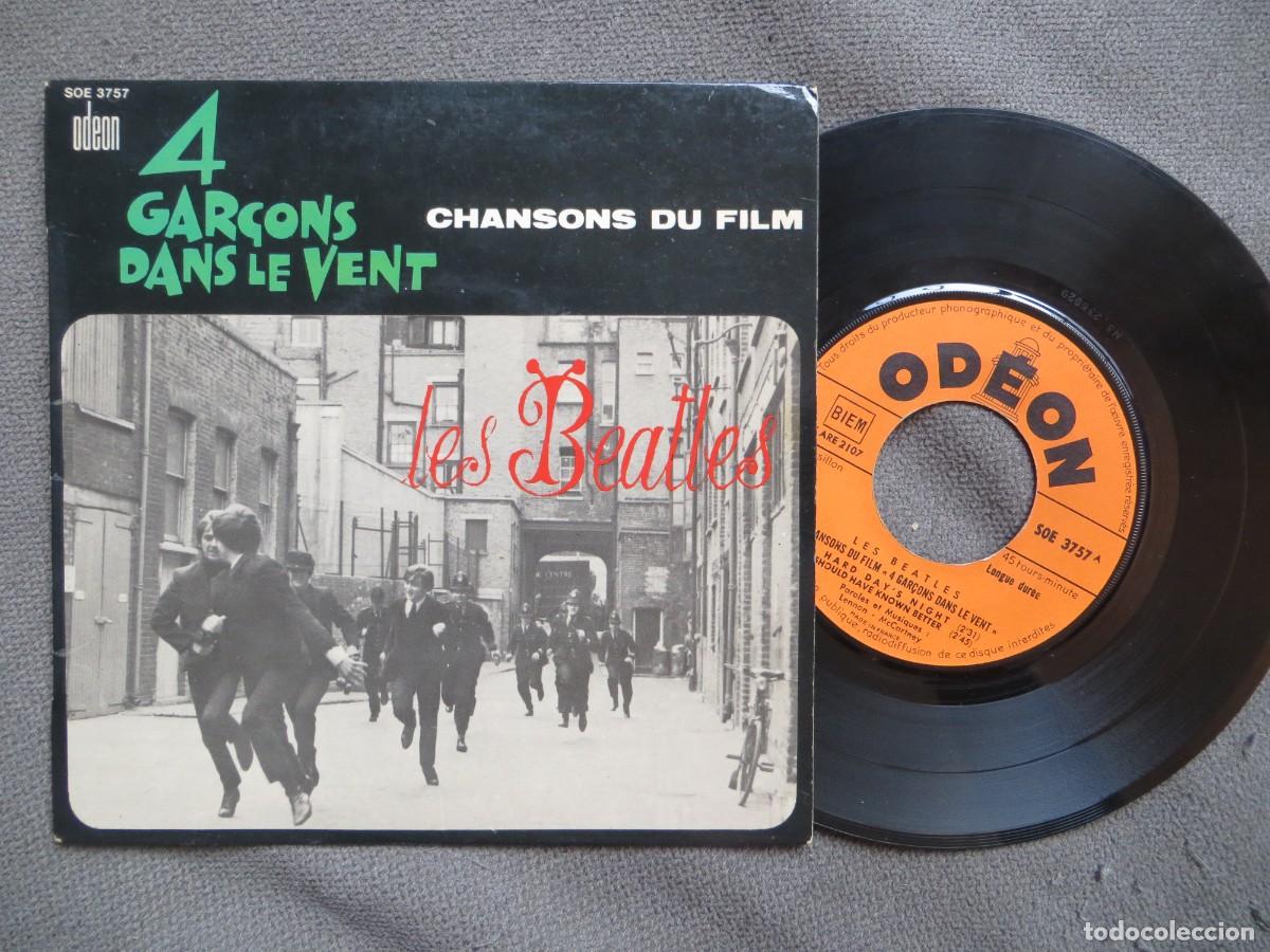 Discos de vinilo: Les Beatles - Chansons Du Film &rdquo;4 Gar&ccedil;ons Dans Le Vent&rdquo; (7&rdquo;, EP,) 1964 FRANCE