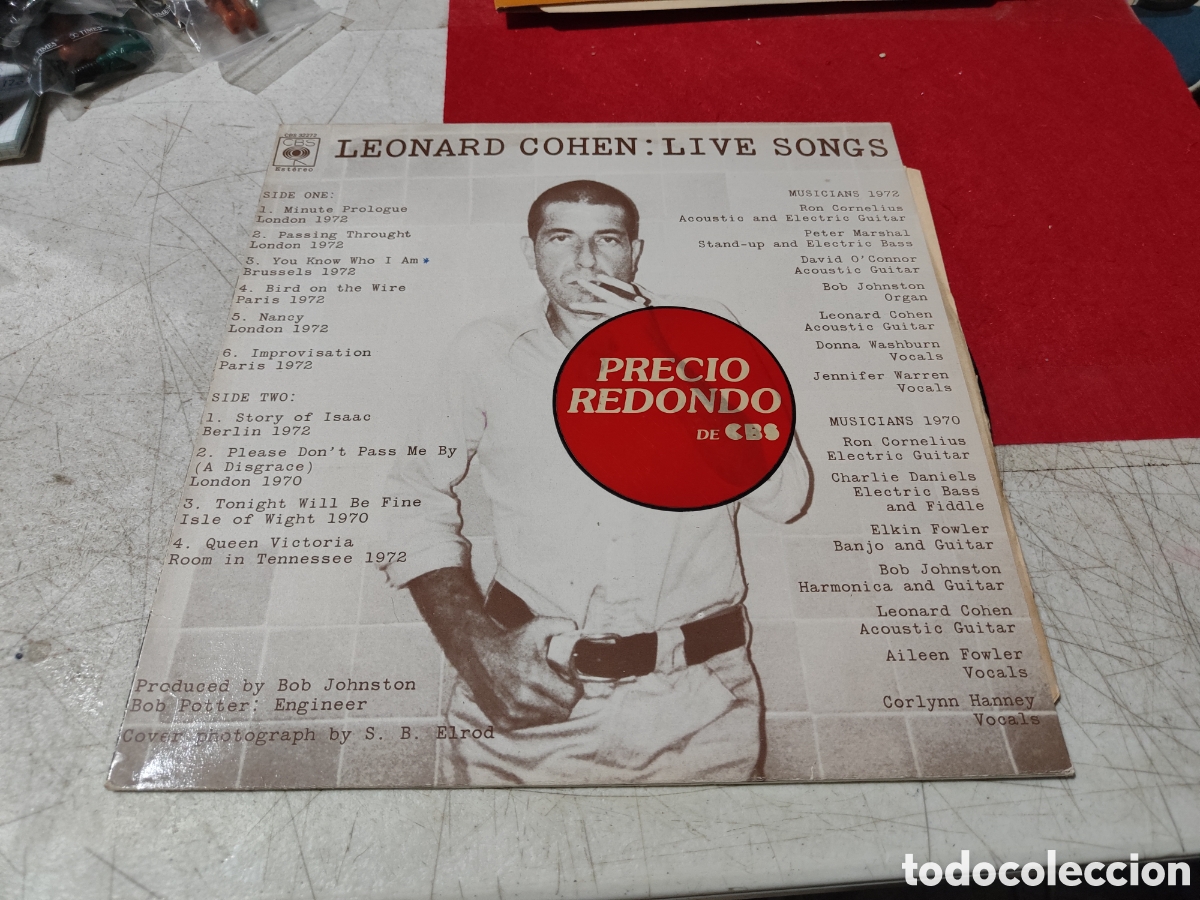 Discos de vinilo: Leonardo Cohen Live Songs - Foto 1