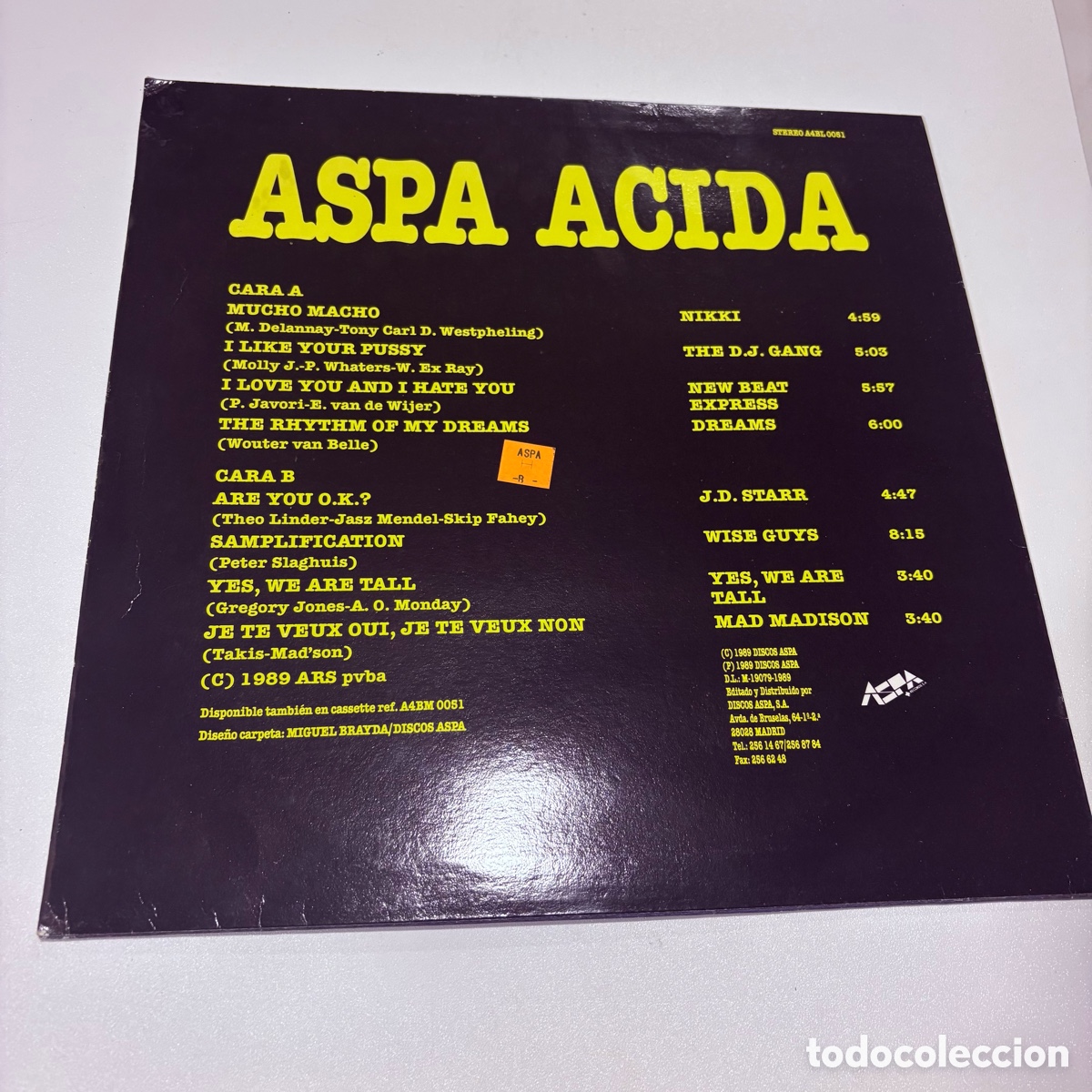 Discos de vinilo: lp Aspa Acida de 1989 - Foto 2