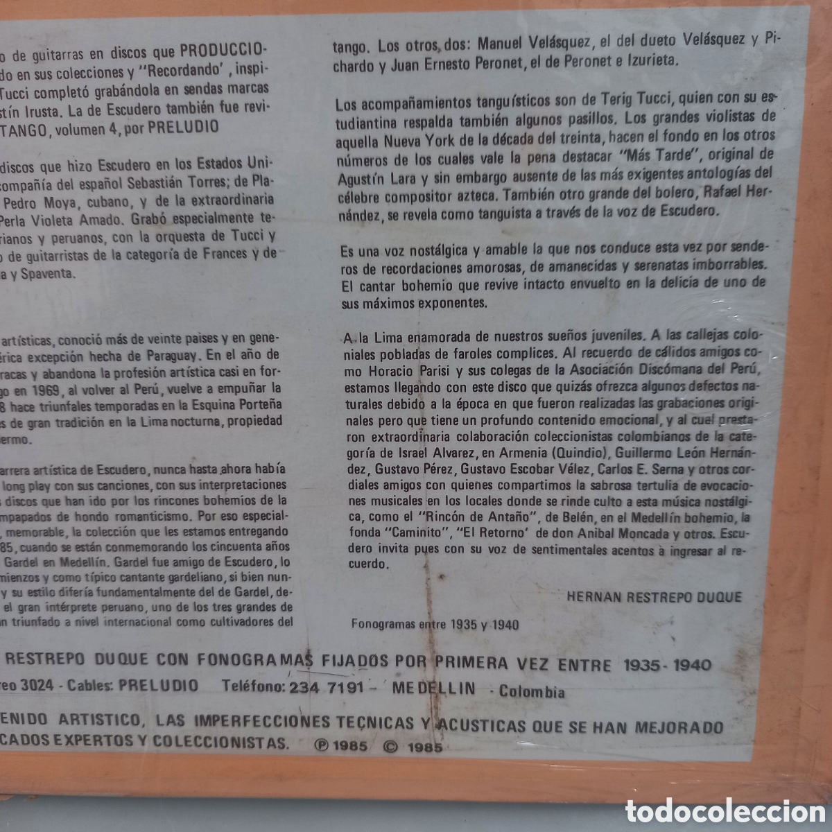 Discos de vinilo: Lp Tango jorge escudero Perla violeta amado sebastian torres plasencia y tucci m&uacute;sica tangos