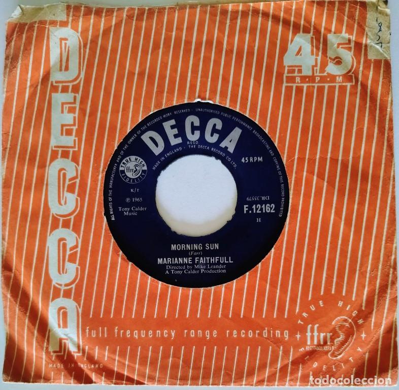 Discos de vinilo: Marianne Faithfull. Morning sun/ This little bird. Decca, UK 1965 single