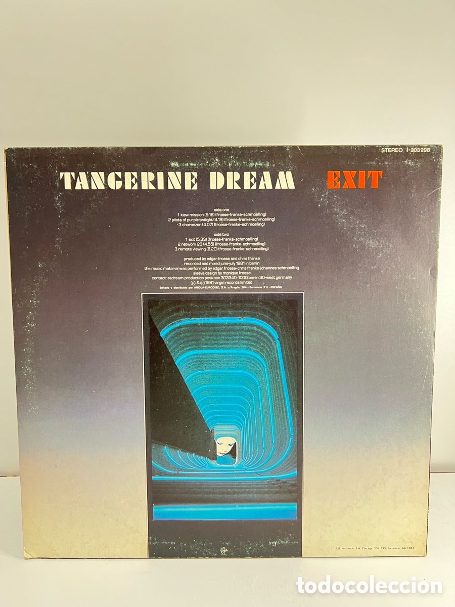 Discos de vinilo: TANGERINE DREAM (LP) EXIT A&Ntilde;O 1981 - Foto 2