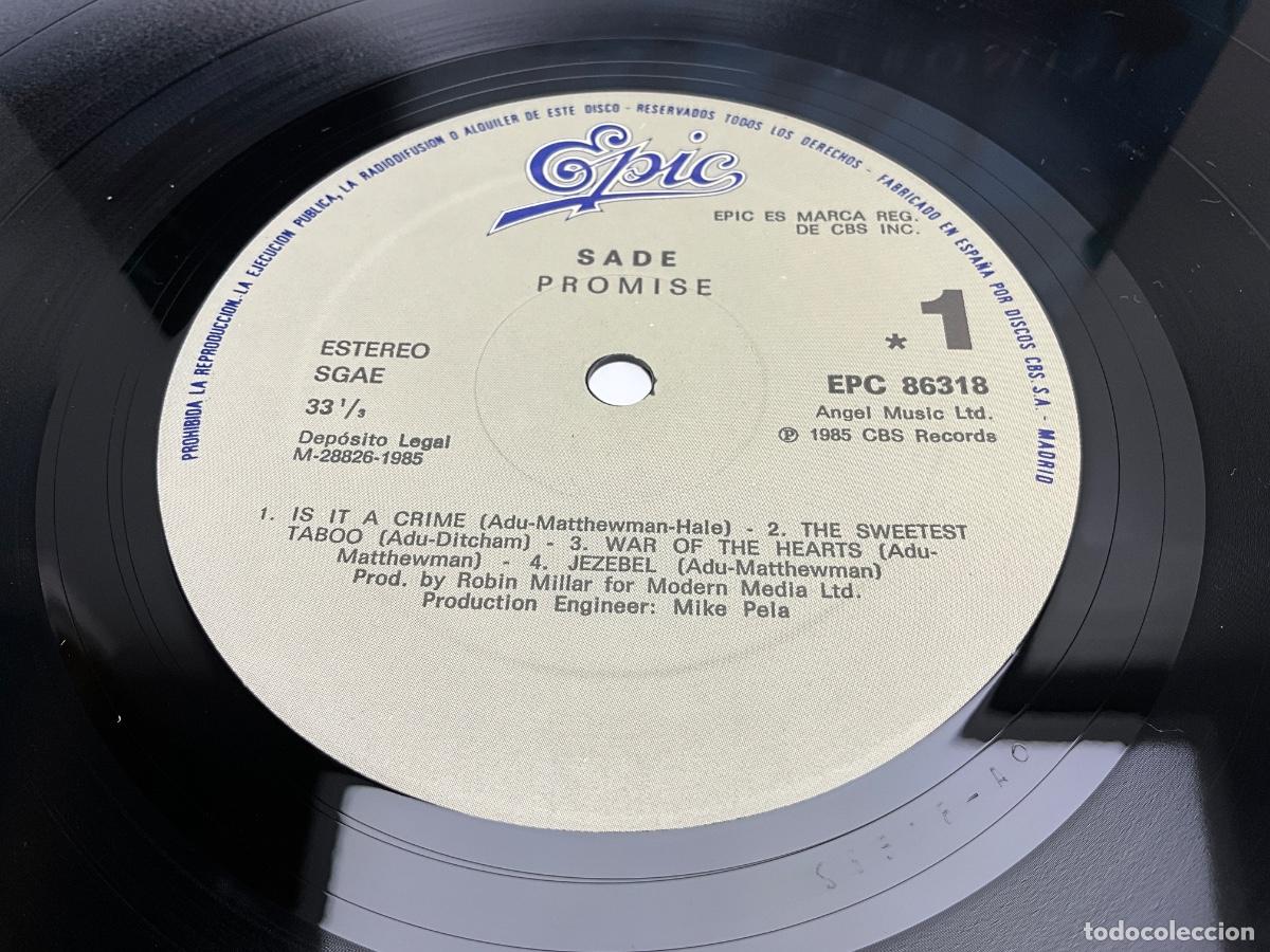 Discos de vinilo: LP - DISCO - VINILO - SADE - PROMISE - EPIC 1985 - Foto 2